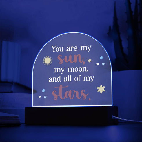 Plaque lumineuse LED « Mon soleil, ma lune et mes étoiles »