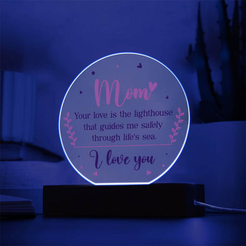 À maman, mon phare - Plaque ronde LED