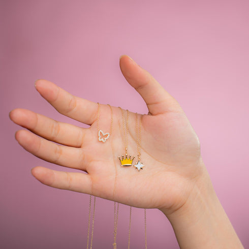 Collier papillon en or 14 carats et diamants par Alexis Jae