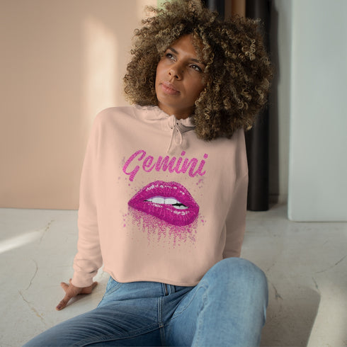 Sweat à capuche court Gemini Glitter Lips