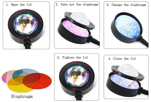 Projection lumineuse du coucher de soleil