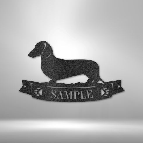 Bannière monogramme teckel - Panneau en acier