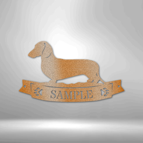 Bannière monogramme teckel - Panneau en acier