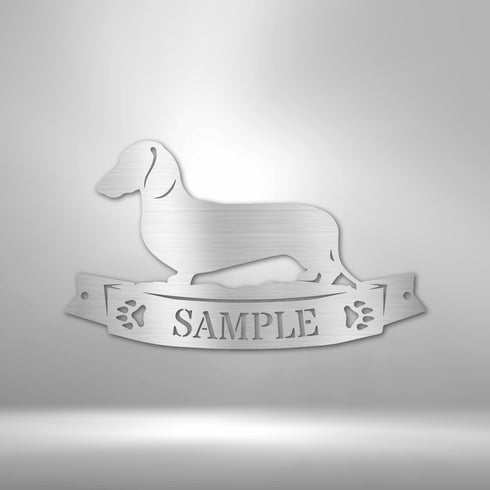 Bannière monogramme teckel - Panneau en acier