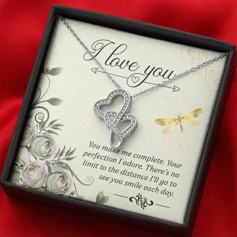 Je t'aime : Collier spécial double cœur - Collier pour elle