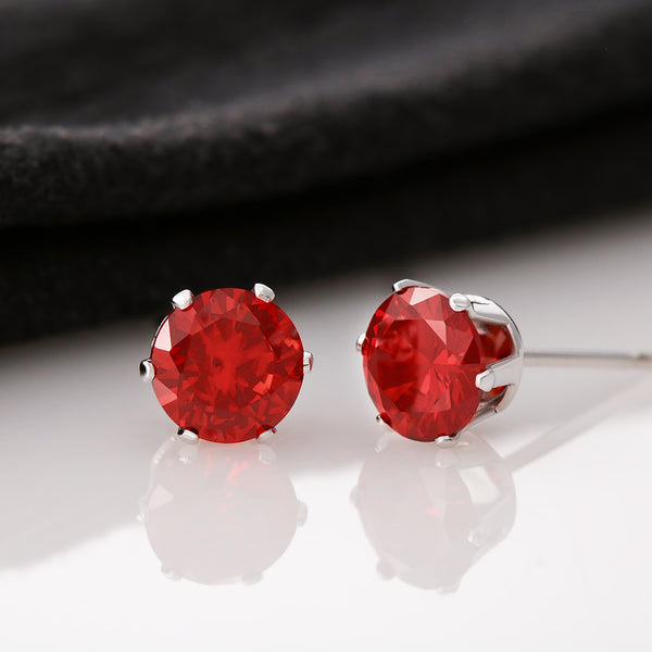 Boucles d'oreilles en zircone cubique rouge