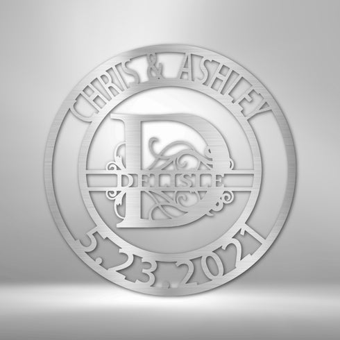 Personalized Elaborate Split Letter Family Wall Art