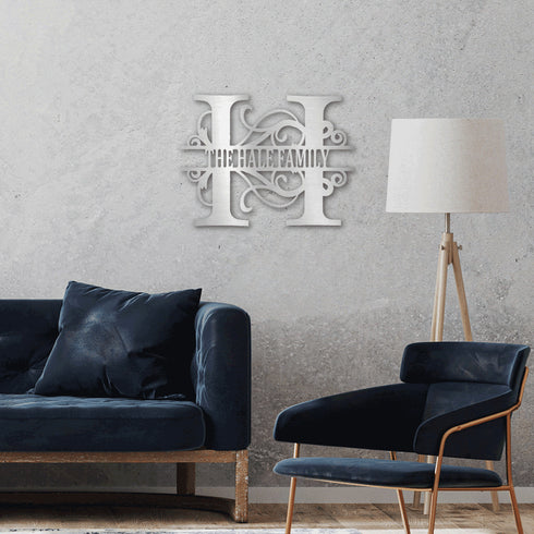 Décoration murale personnalisée en lettres divisées