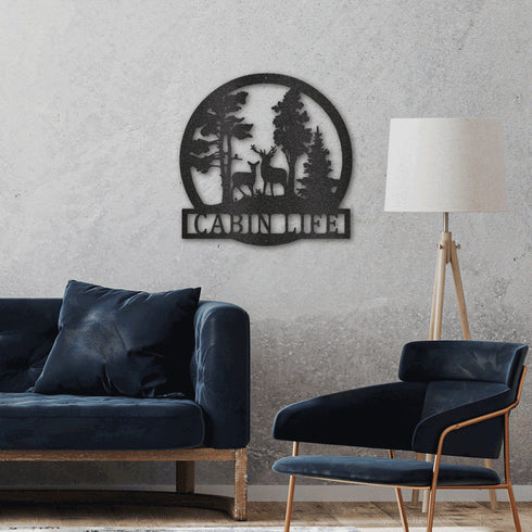 Tableau mural personnalisé en métal représentant un cerf de la forêt