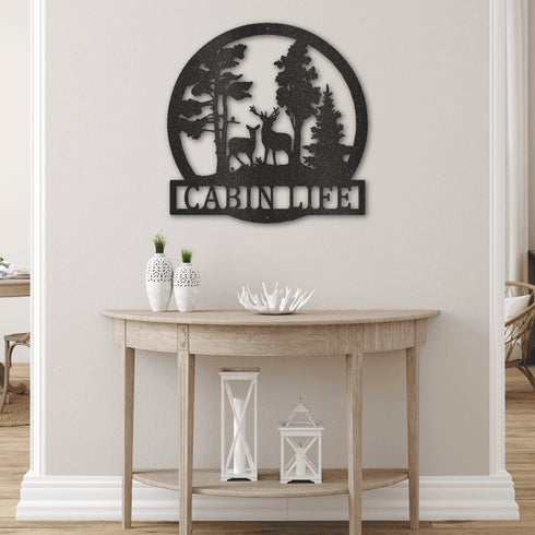 Tableau mural personnalisé en métal représentant un cerf de la forêt