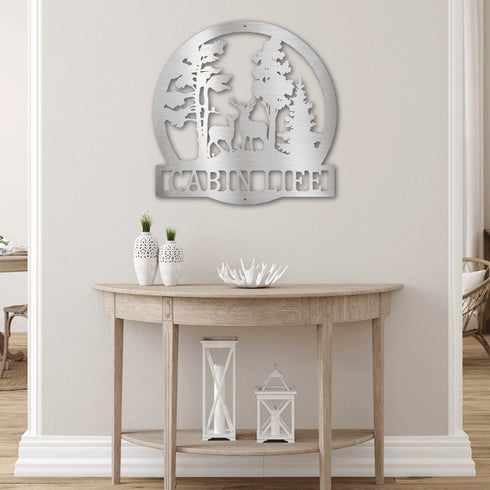 Tableau mural personnalisé en métal représentant un cerf de la forêt