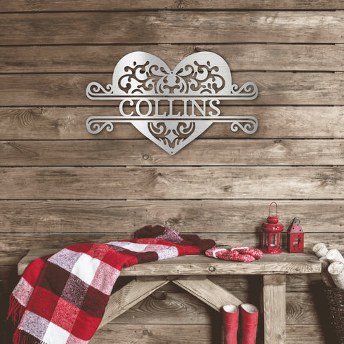 Décoration murale personnalisée en forme de cœur avec nom