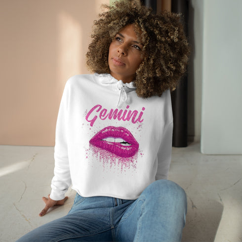 Sweat à capuche court Gemini Glitter Lips