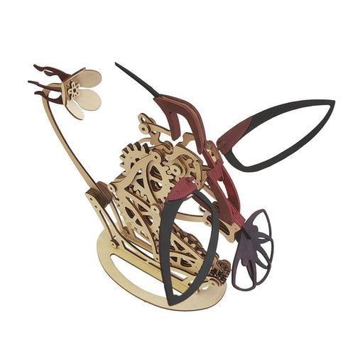 Sculpture cinétique en bois mécanique magique à faire soi-même, colibri 3D