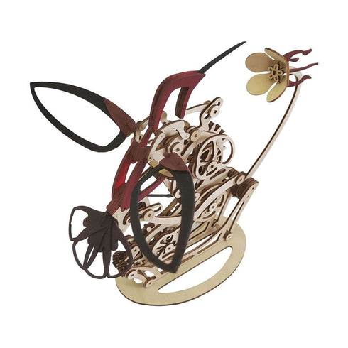 Sculpture cinétique en bois mécanique magique à faire soi-même, colibri 3D