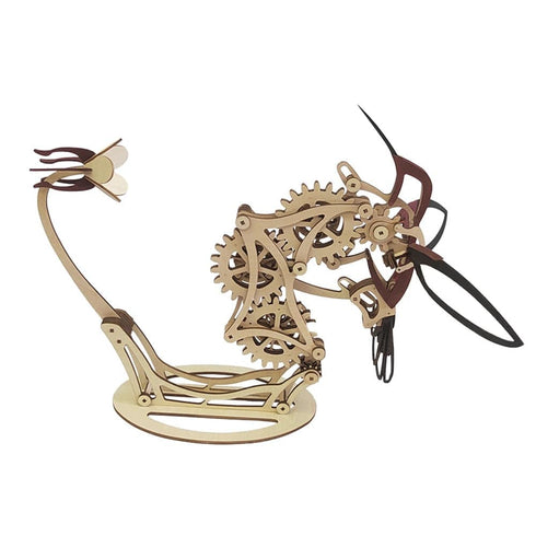 Sculpture cinétique en bois mécanique magique à faire soi-même, colibri 3D
