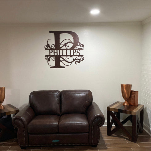 Décoration murale personnalisée en lettres divisées