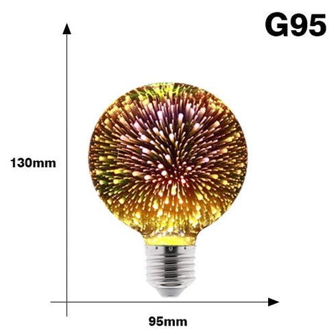 Ampoule lumineuse LED 3D colorée effet feux d'artifice