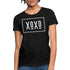 T-shirt graphique XOXO pour femme, style classique blanc à bordure, avec texte imprimé