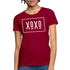 T-shirt graphique XOXO pour femme, style classique blanc à bordure, avec texte imprimé