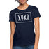 T-shirt graphique XOXO pour femme, style classique blanc à bordure, avec texte imprimé